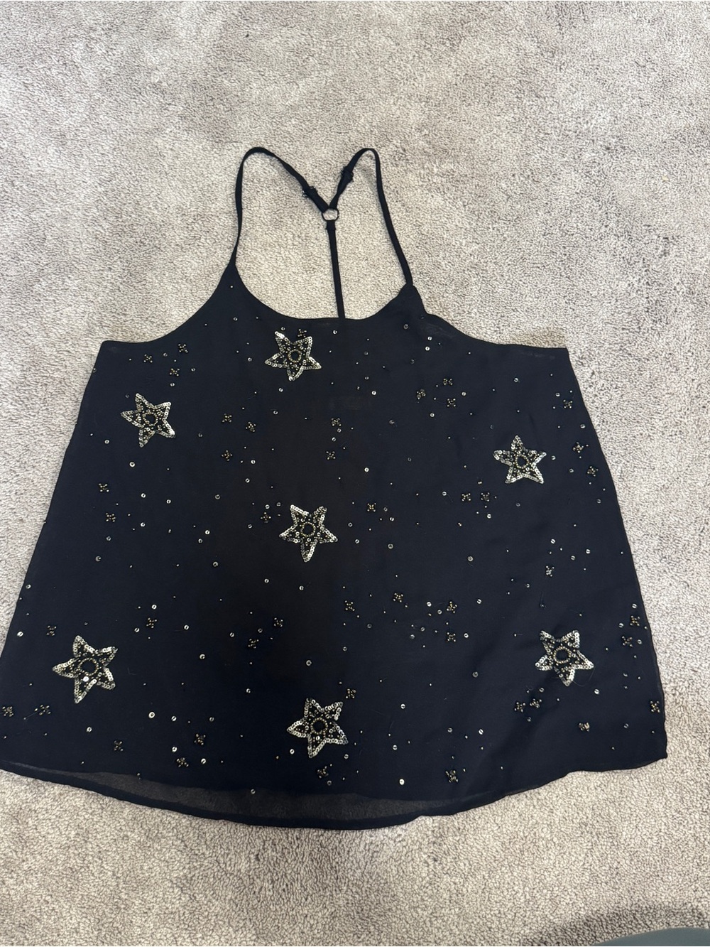 Free People Black Beaded Star Racerback Cami
